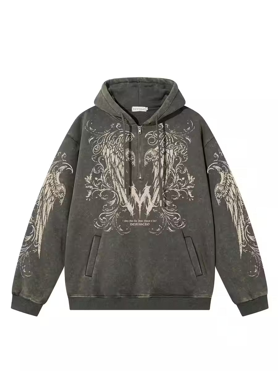 Graphic Washed Hooded Pullover