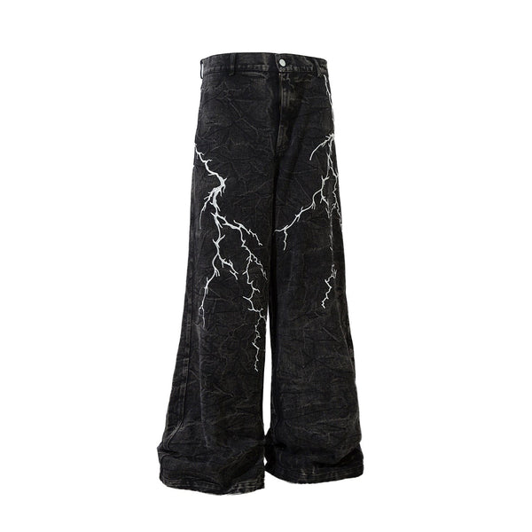 Thunderbolt Denim Straight Jeans—8733