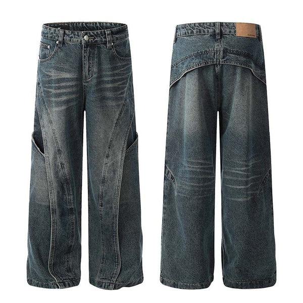 Retro Heavy Deconstruction Jeans--4452