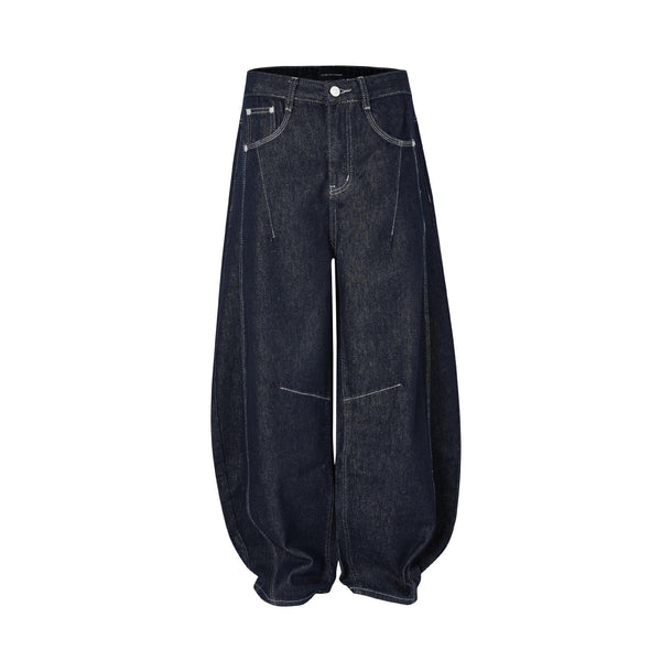 Tailor stich Wide-Leg Jeans--4435
