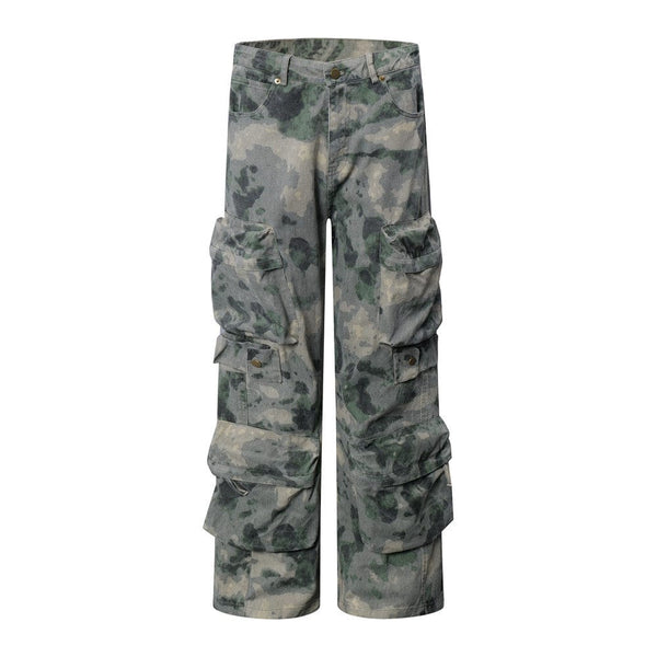 Tie-dye Camo Wide Leg Cargo pant—9255