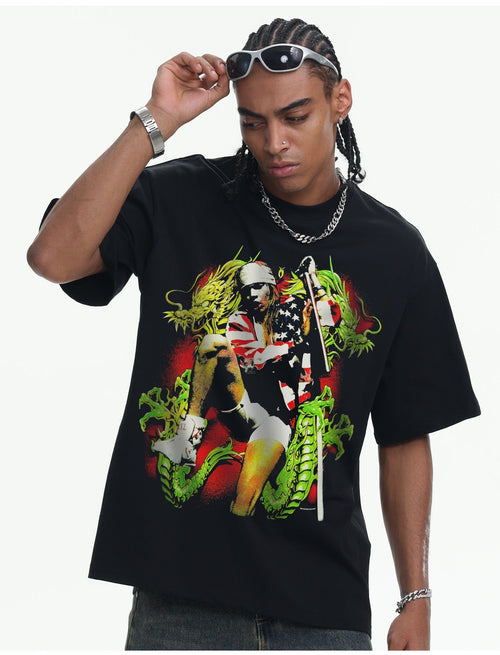 THETLSTUDIO 2026 Cross-border Playboi Carti Summer Cotton Short Sleeve T-Shirt Men's American Crew Neck Dropped Shoulder Couple Short Sleeves