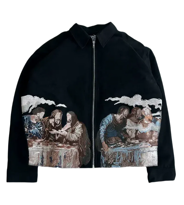 Embroidery Oversized Zipper Jacket--6198