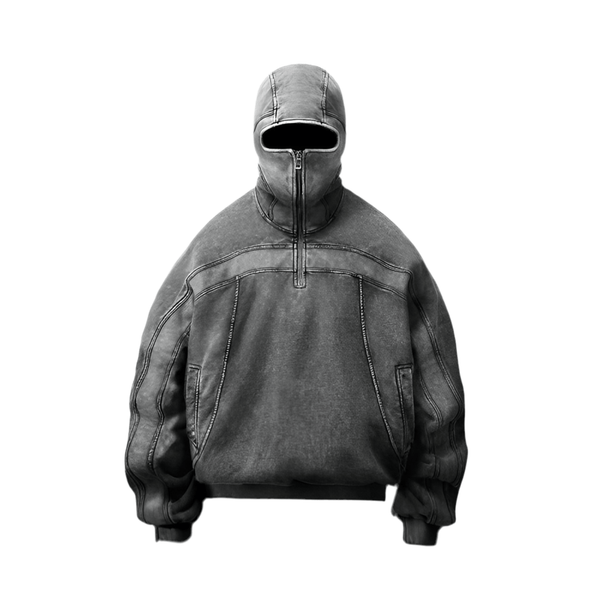 American Washed Y2K Street Zipper Sweater—-1773