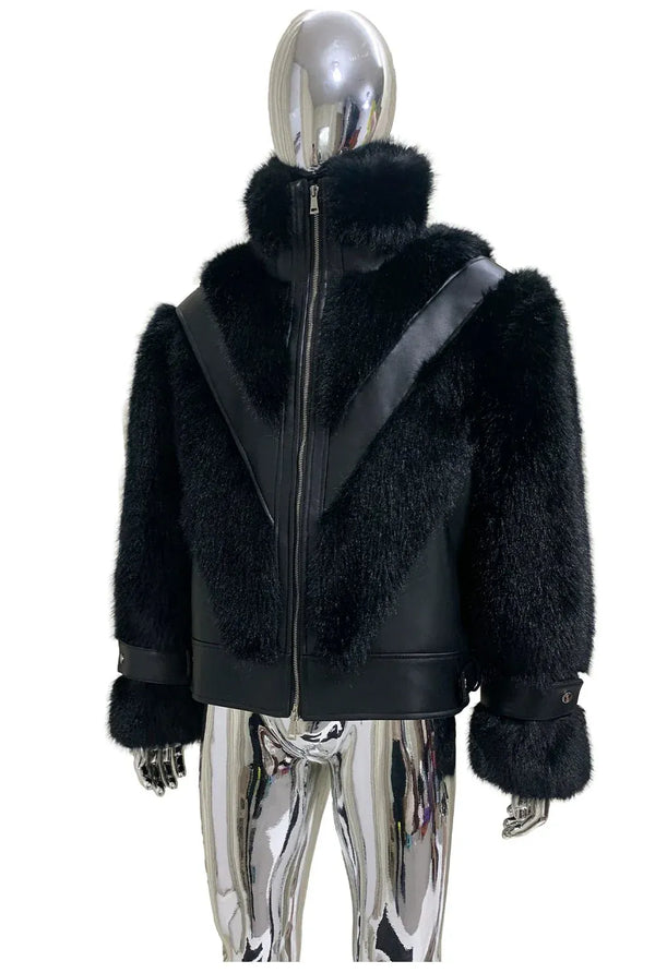 Cropped Color Block Padded Jacket