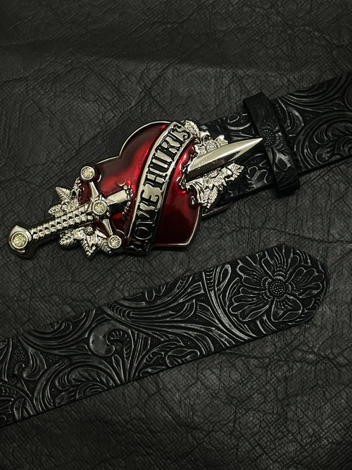 THETLSTUDIO Direction of Light: Dark wind, a sword-piercing big scalp, embossed punk street belt decoration