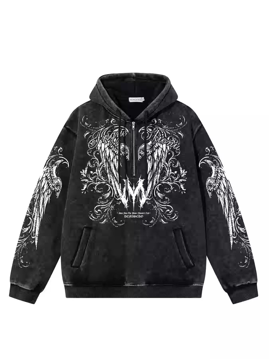Graphic Washed Hooded Pullover