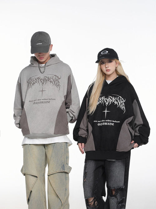 THETLSTUDIO JW523 American Retro Men's and Women's Premium Street Stitching Design Men's Loose Suede Thickened Sweatshirt