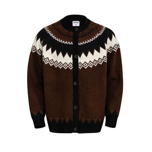 Fair Isle Geometric Executive Cardigan