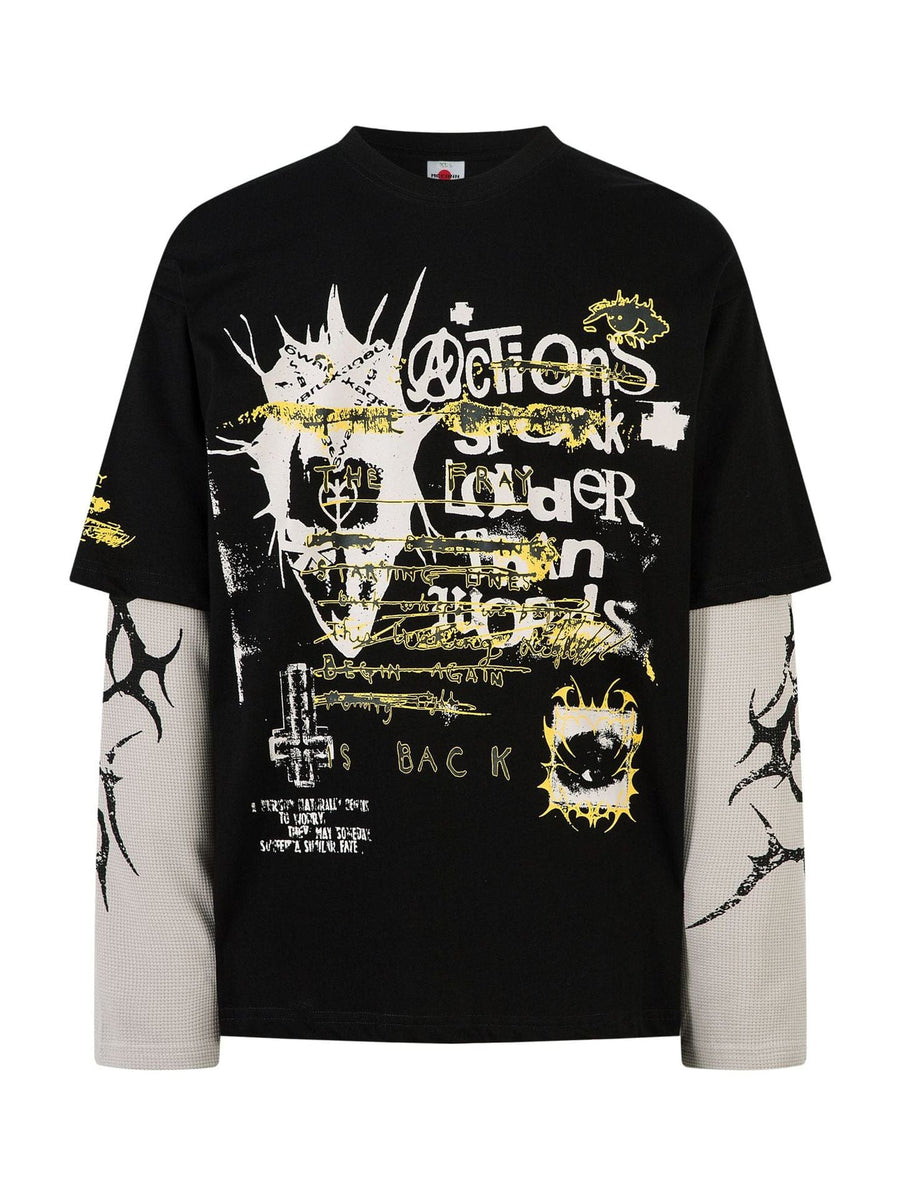 THETLSTUDIO Punk Retro Fake Two Long Sleeve Tee