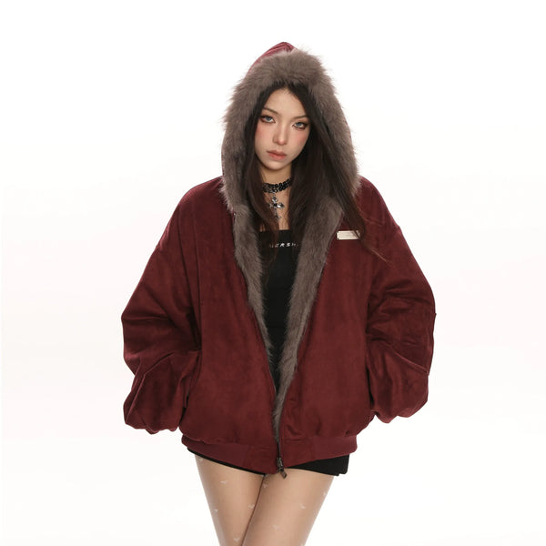 Reversible Suede Faux Fur Jacket