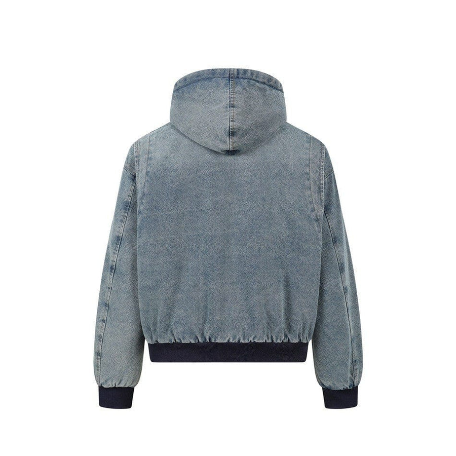 TALKLESSFASHION TaelePlus Trendy American Vintage Winter Denim Jacket Men's and Women's Leopard Print Hooded Mountain Carving Cotton Jacket TP374