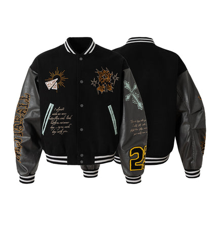 Embroidered Totem Varsity Jacket