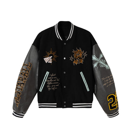Embroidered Totem Varsity Jacket