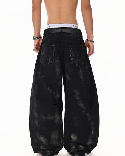 Patchwork Graffiti Washed Jeans