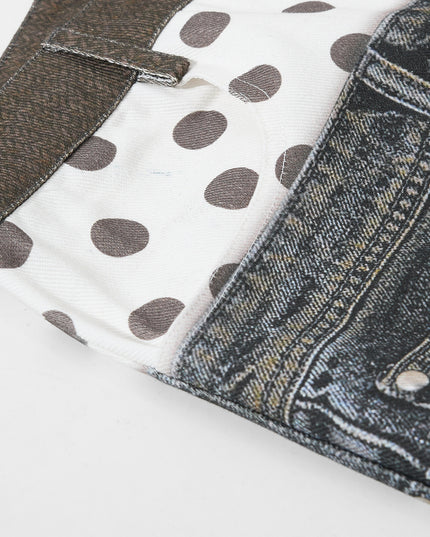 American street fashion brand printed design washed denim shorts, loose and unique style, roguish and cool wide-leg cropped pants for men and women