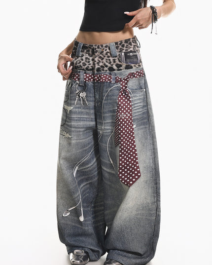 Leopard  Two-Piece Jeans