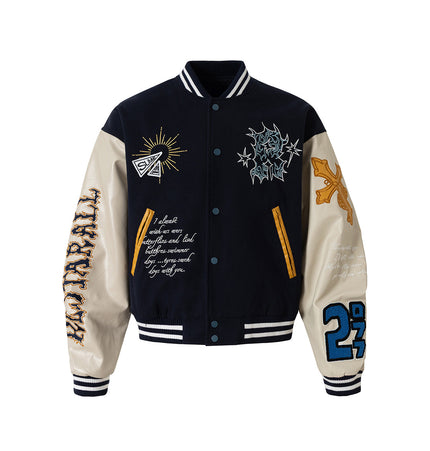 Embroidered Totem Varsity Jacket