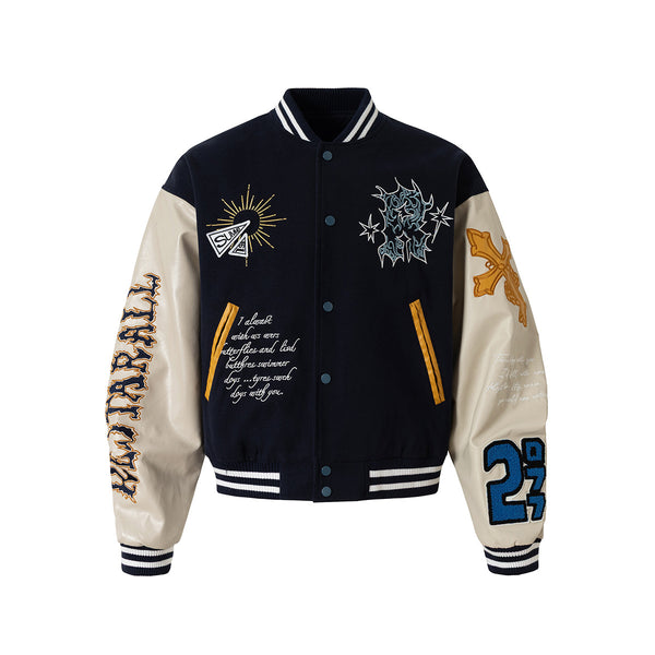 Embroidered Totem Varsity Jacket