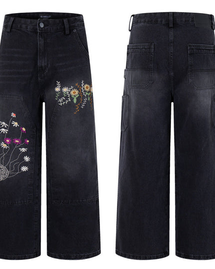 Floral Embroidered Vintage Jeans