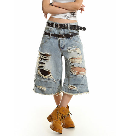 Double Waist Cropped Jeans