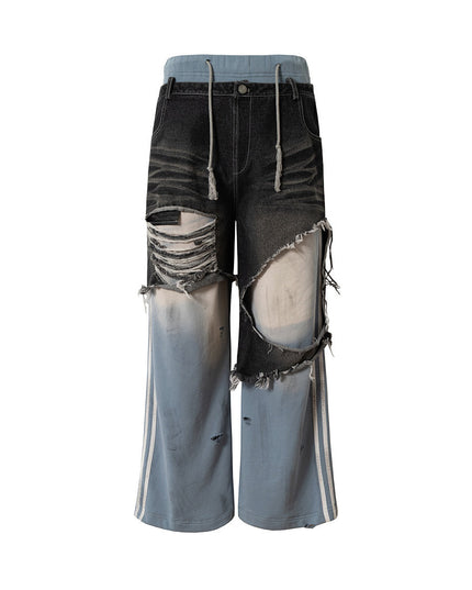 Ripped Striped Jeans