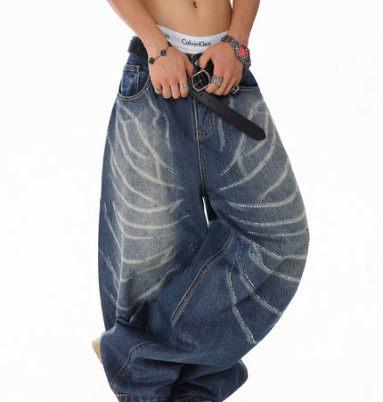 Rhinestone Scratch Denim