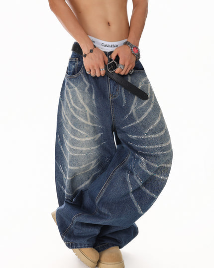 Rhinestone Scratch Denim