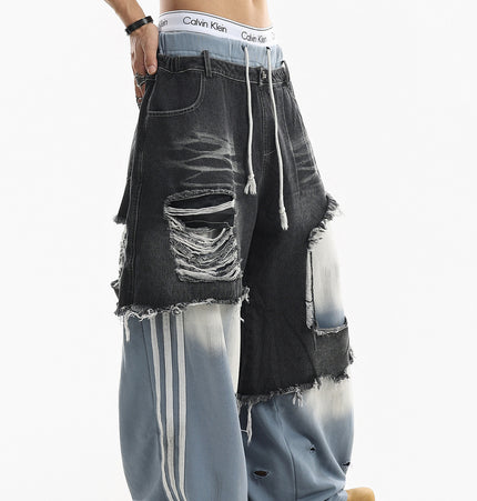 Ripped Striped Jeans