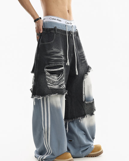 Ripped Striped Jeans