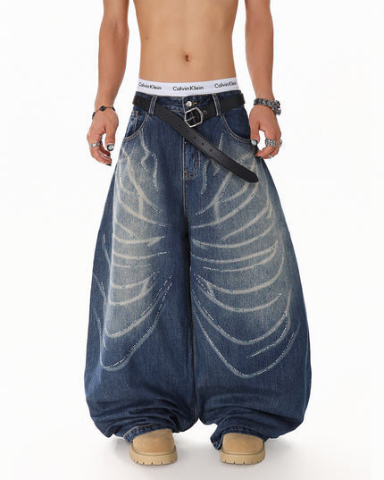 Rhinestone Scratch Denim