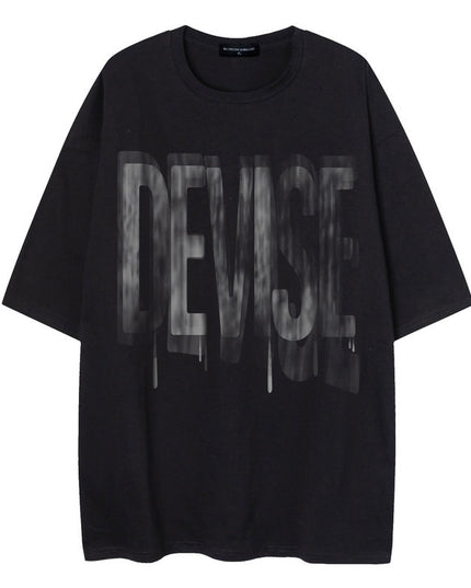 Fuzzy Letter Printing Half-Sleeve Tee