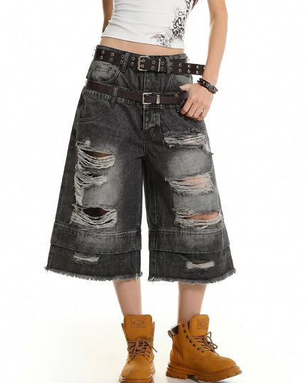 Double Waist Cropped Jeans