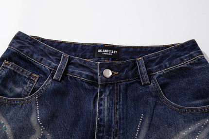 Rhinestone Scratch Denim