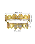 8 tooth gold full diamond micro-set fangs