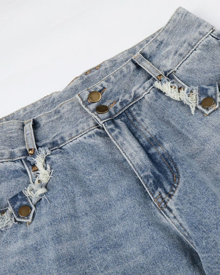 Jiayiku 2026 new arrival American high street RO style heavy washed workwear personalized jeans loose wide-leg trousers