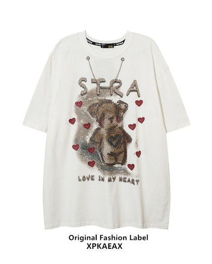 XPKAEAX's original trendy brand American high street niche design sense couple short sleeve national tide men's and women's BF style loose T-shirt