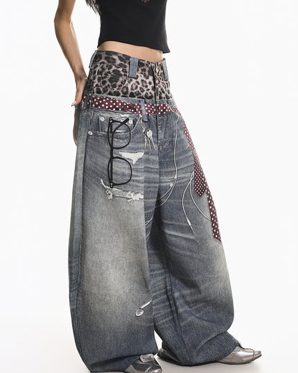 Leopard  Two-Piece Jeans