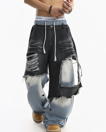 Ripped Striped Jeans