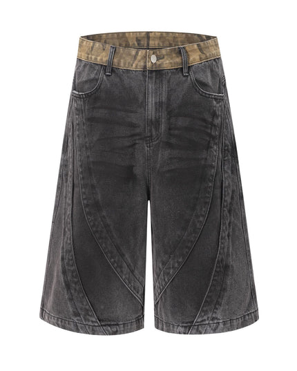 Jiayiku's 2026 new high street American retro wasteland feng shui washed stained denim shorts deconstruct cropped pants for men
