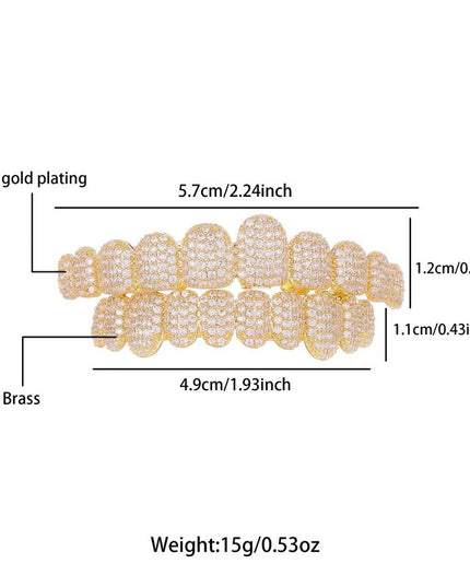 14K Gold-Plated 10-Tooth Grillz Set