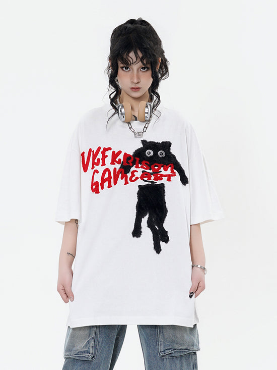 Cat Towel Embroidered Tee