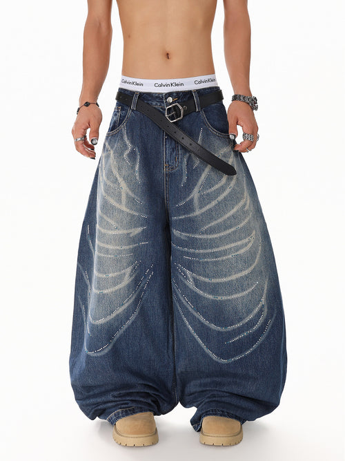 Rhinestone Scratch Denim
