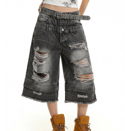 Double Waist Cropped Jeans