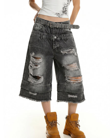 Double Waist Cropped Jeans