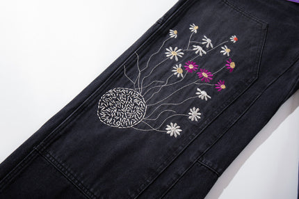 Floral Embroidered Vintage Jeans