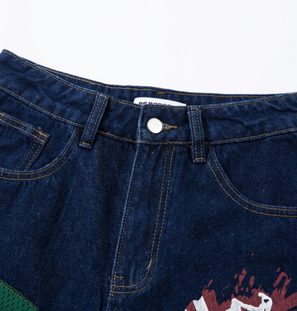 Monogram Patchwork Wide Jeans