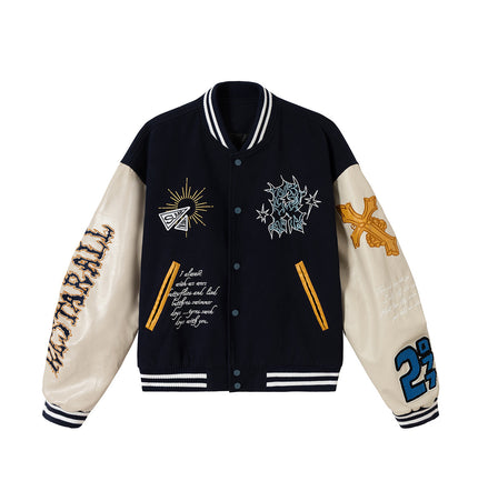 Embroidered Totem Varsity Jacket