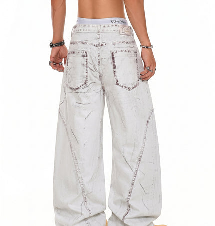 Color-Worn Wide-Leg Jeans