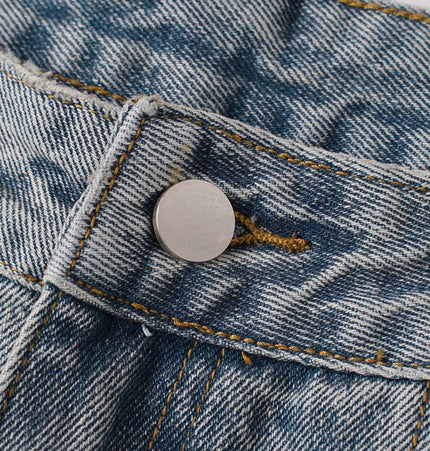 Washed Splicing Broken Denim Shorts